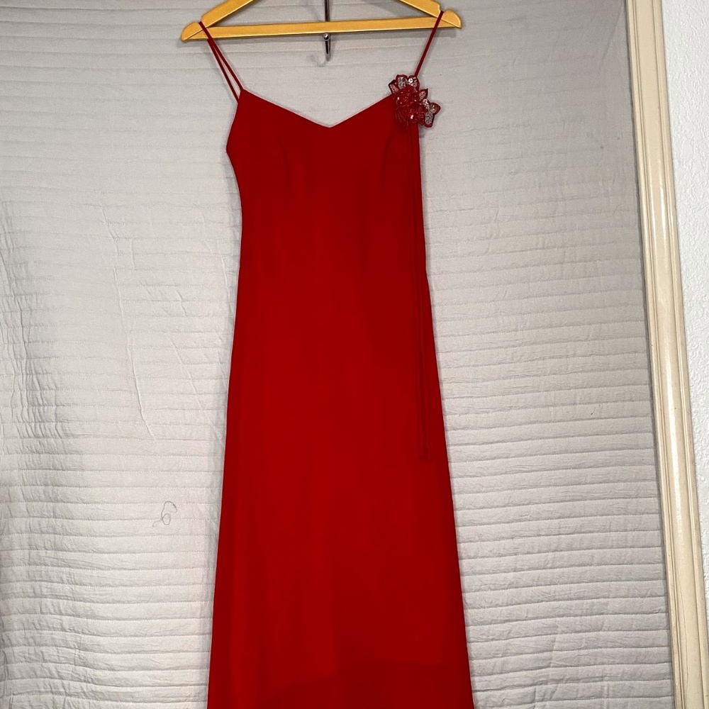 Women's Spaghetti Strap Simple Red Dress